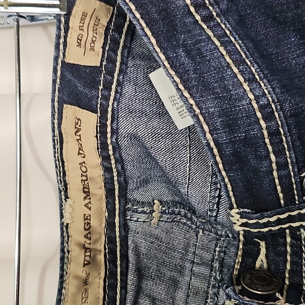 Nine West "Vintage America Jeans" Dark Indigo Women's Mid Rise Boot Cut Jeans - Picture 2 of 6